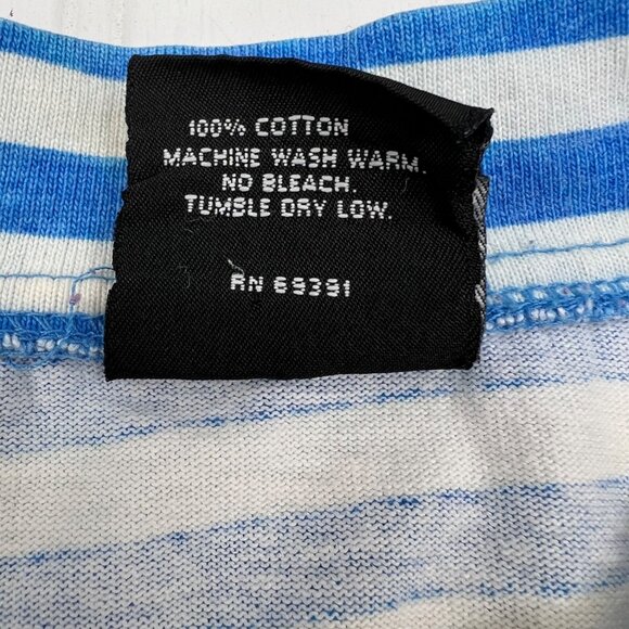 Gotcha Vintage Blue & White Striped Mens T-Shirt S 100% Cotton Pocket Logo - Picture 5 of 9